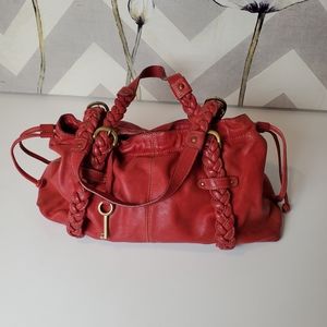 Fossil Fifty- Four Collection Vintage Red Leather Hobo/Satchel Shoulder bag